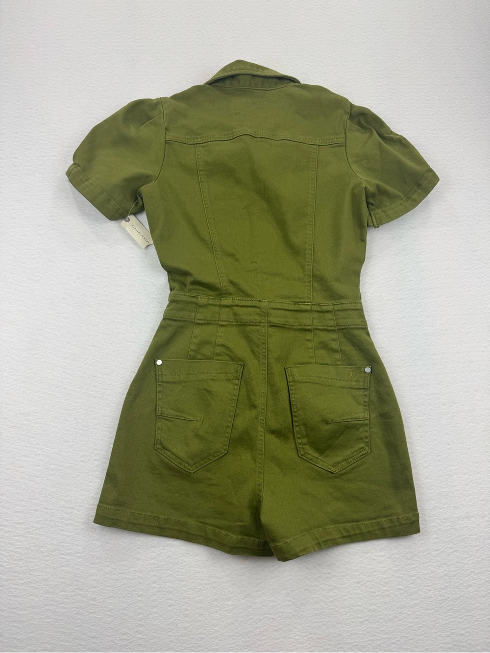 NWT Pilcro by Anthropologie Utility Romper Shorts Jumpsuit Moss Green Size 4 - Picture 3 of 10